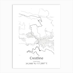 Crestline,United States Minimalist Map 1 Art Print