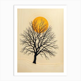 Autumn Tree with Sun Art Print