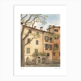 Lucca, Tuscany, Italy 2 Watercolour Travel Poster Art Print