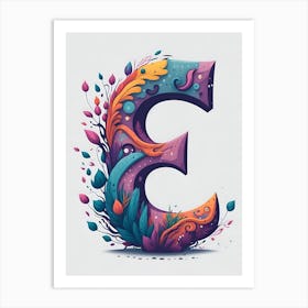 Colorful Letter E Illustration 53 Art Print