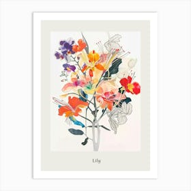 Lily 5 Collage Flower Bouquet Poster Art Print