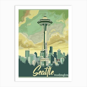 Seattle, WA Travel Poster Art Print