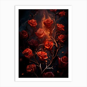 Roses On Fire Art Print