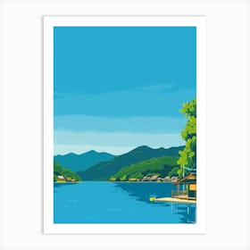 Lake Towada Japan 2 Colourful Illustration Art Print