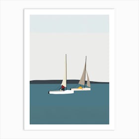 Sailboats In The Ocean Art Print
