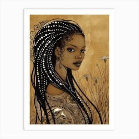 African Woman With Braids 1 Art Print