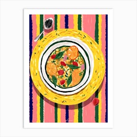 A Plate Of Greek Salad, Top View Food Illustration 2 Art Print