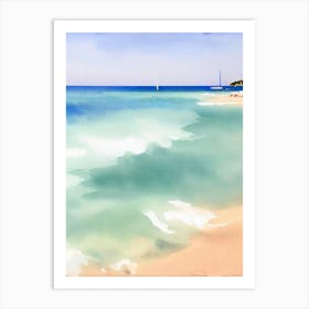 Plage De L'Escalet, Saint Tropez, France Watercolour Art Print