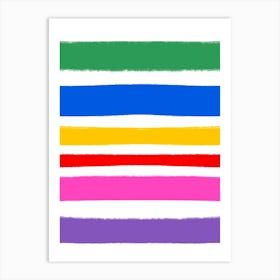 Rainbow Brush Stroke Stripes Art Print