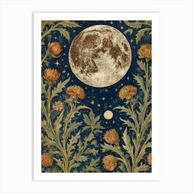 Moon And Thistle Style William Morris Art Print