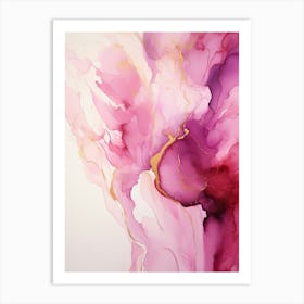 Pink, White, Gold Flow Asbtract Painting 2 Art Print