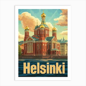 Aihrgdesign A Retro Travel Poster For Helsinki 5 Art Print