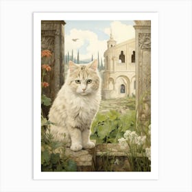 Cat In Front Of A Medieval Castle 4 Art Print