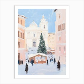 Christmas Market In Rome. Pastel Acrylic Art Print