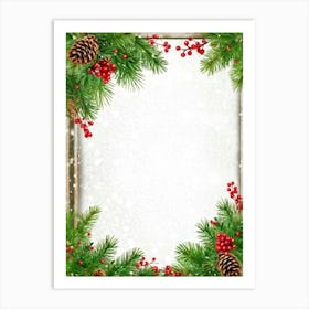 Decorative Frame Green Plank Colourful Red Berry Holiday Traditional Season Branch Celebra (25) Art Print