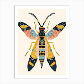 Colourful Insect Illustration Yellowjacket 2 Art Print