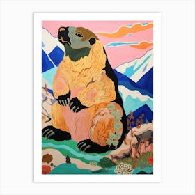 Maximalist Animal Painting Marmot 2 Art Print