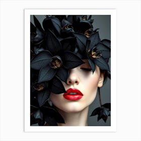 Black Orchids in her face Art Print