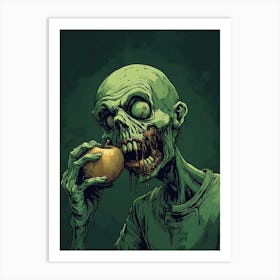 Scary Zombie Eating An Apple 5 Art Print