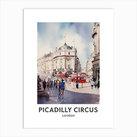 Piccadilly Circus, London 2 Watercolour Travel Poster Art Print