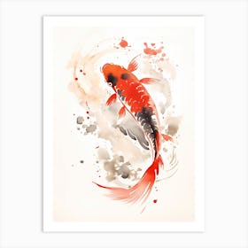 Japanese Koi Fish Sumi-e Art Print