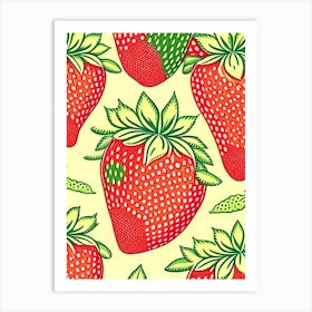 Strawberry Repeat Pattern, Fruit, Vintage Sketch 2 Art Print