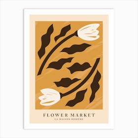 Flower market, Retro print, Boho neutral art print Art Print