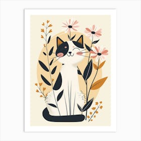 Cat With Flowers 7 Art Print