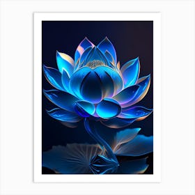 Blue Lotus Holographic 4 Art Print
