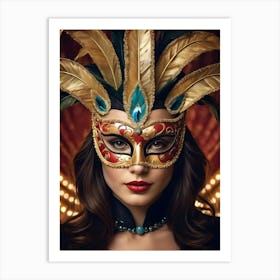 A Woman In A Carnival Mask (24) Art Print