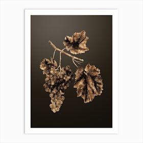 Gold Botanical Lacrima Grapes on Chocolate Brown Art Print