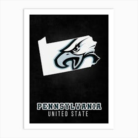 Philadelphia Eagles Pennsylvania State Map Art Print