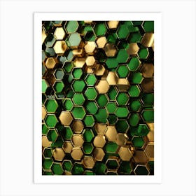 Emerald Green Hexagons Art Print
