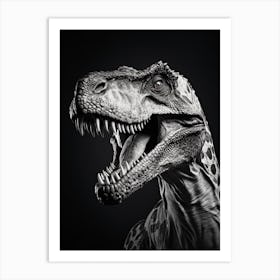 Black And White Photograph Of A Tyrannosaurus Rex 1 Art Print