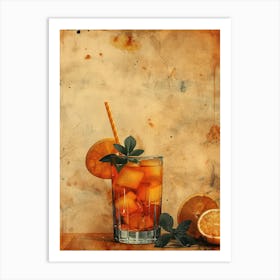 Orange Juice On A Grunge Background Art Print