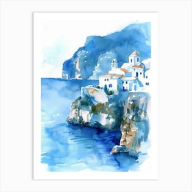 Watercolor Of A Village On The Coast Art Print