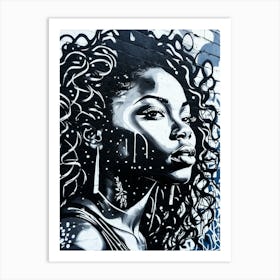 Graffiti Mural Of Beautiful Black Woman 252 Art Print