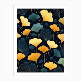 Ginkgo Leaves Seamless Pattern Art Print
