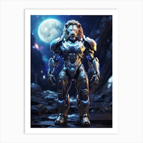 Lion In Cyborg Body #3 Art Print