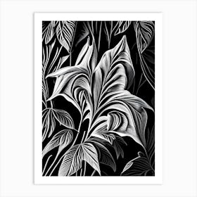 Cardamom Leaf Linocut 2 Art Print