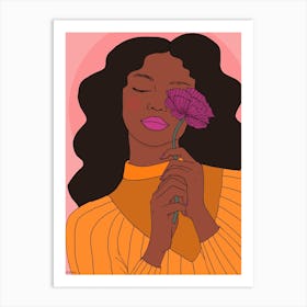 Black Woman With Flower Art Print