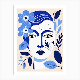 Blue Flower Face Art Print