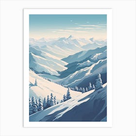 Hakuba Valley   Nagano, Japan, Ski Resort Illustration 3 Simple Style Art Print