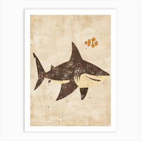 Shark & Clown Fish Muted Pastel 2 Art Print