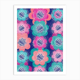 Abstract Burst Blue & Pink Art Print