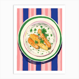 A Plate Of Lasagna, Top View Food Illustration 1 Art Print