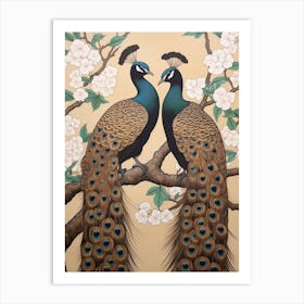 Art Nouveau Birds Poster Peacock 2 Art Print