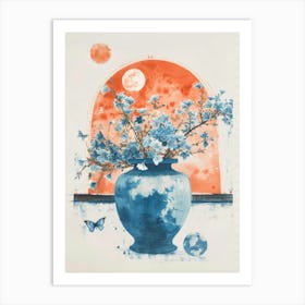 Blue Vase With Flowers Art Print