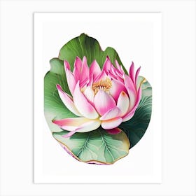 Pink Lotus Decoupage 4 Art Print