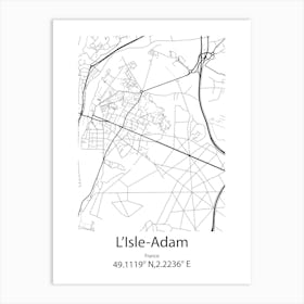 L Isle Adam,France Minimalist Map Art Print